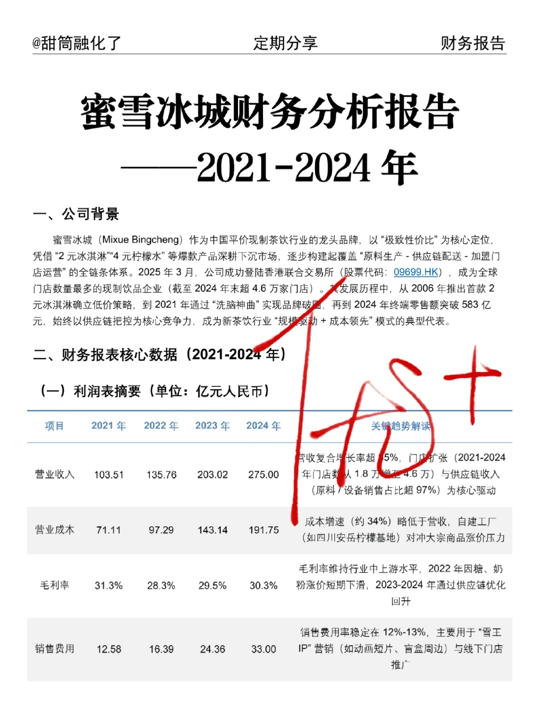 2021-2024年蜜雪冰城财务分析报告参考😋