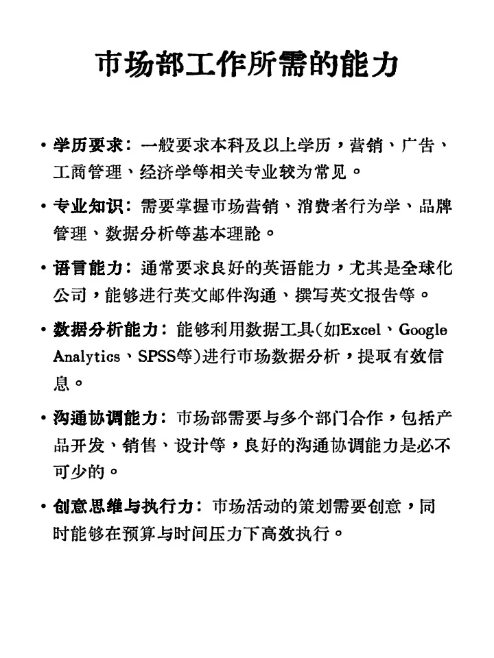 大学生每天了解一个部门：市场部