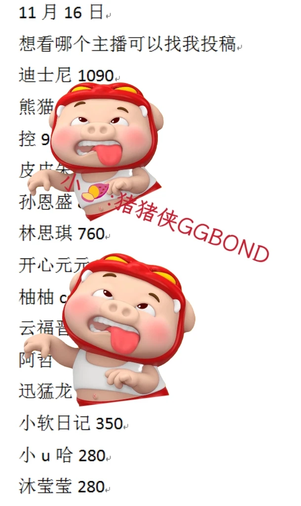 11月16日主播数据