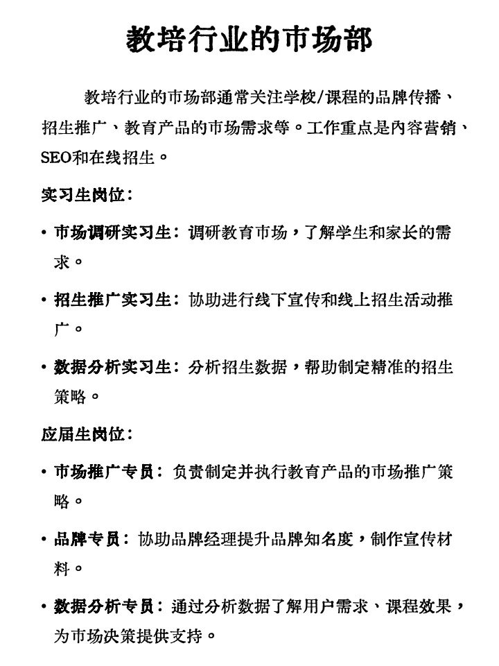 大学生每天了解一个部门：市场部