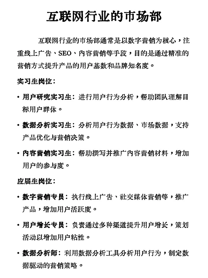 大学生每天了解一个部门：市场部