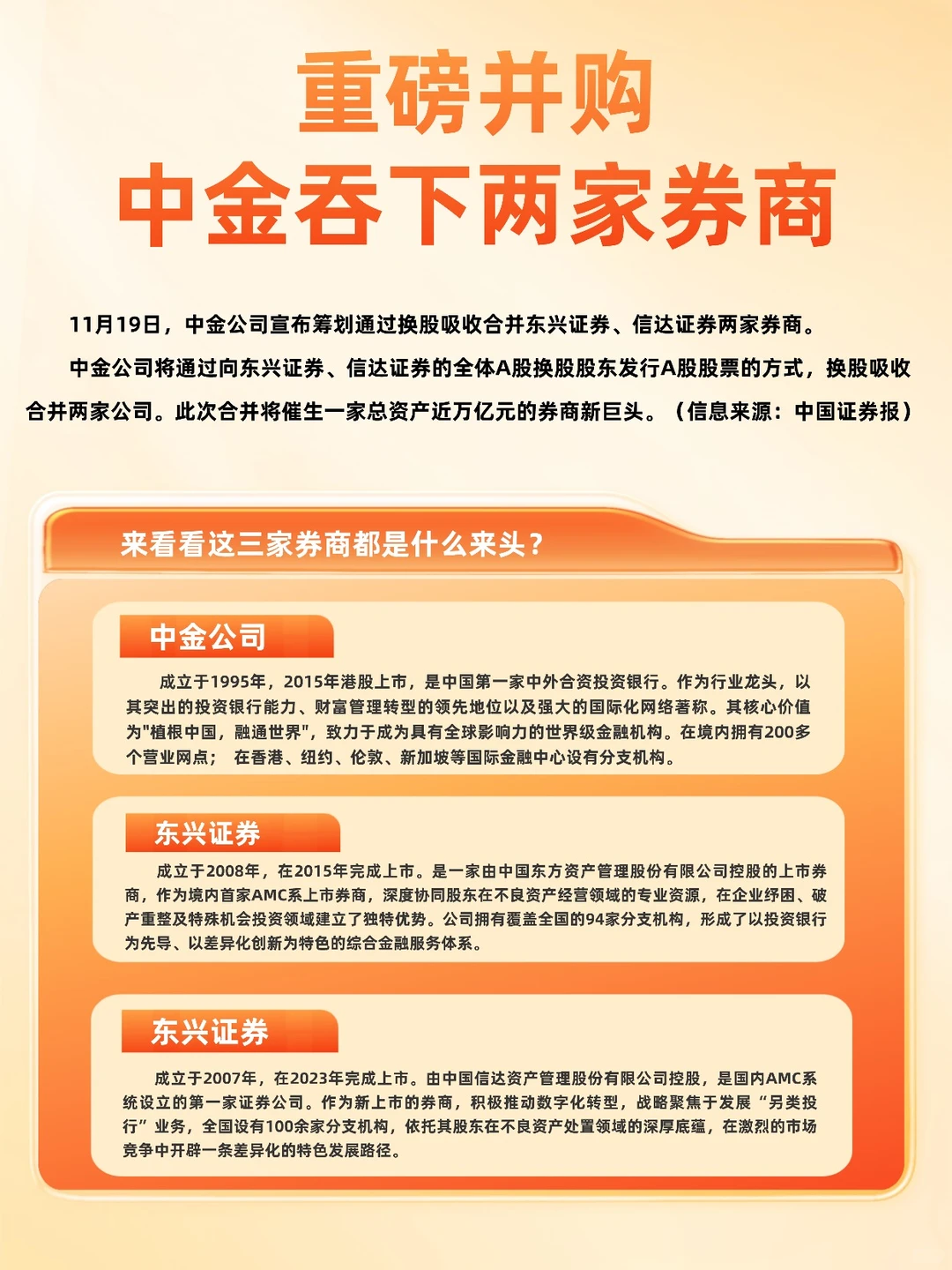 重磅并购｜中金吞下两家券商