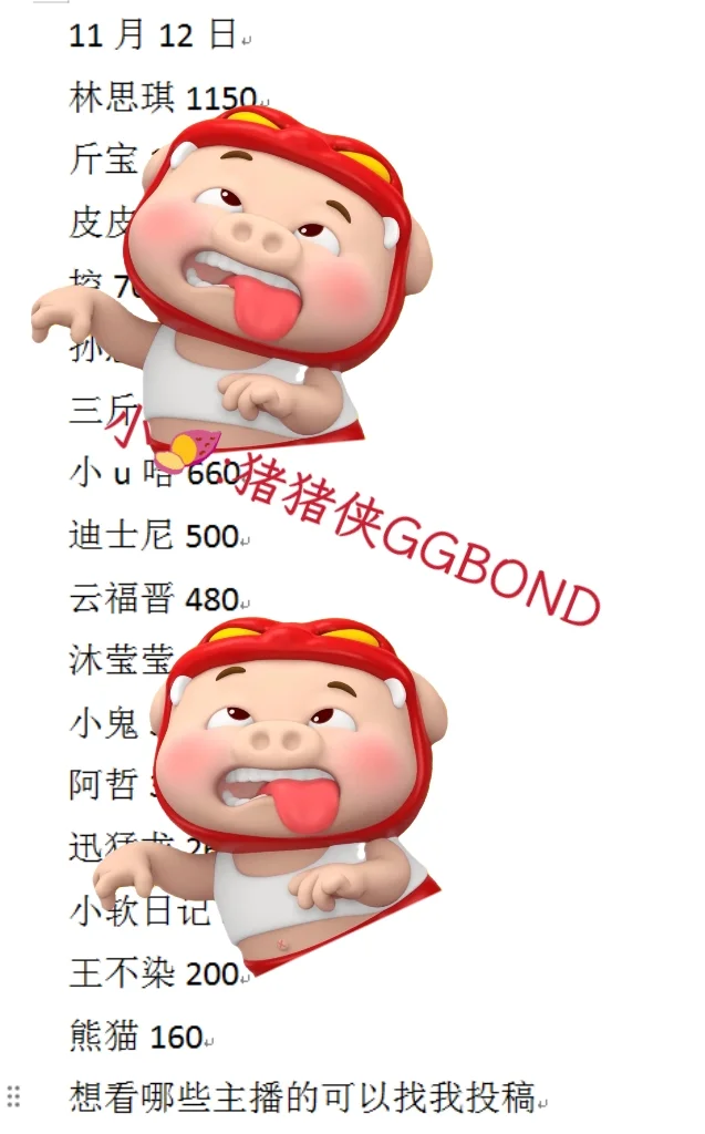11月12日主播数据