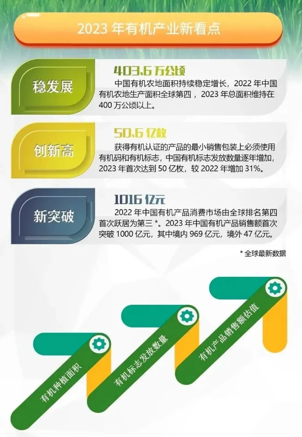 中国首次进入全球有机市场前三名