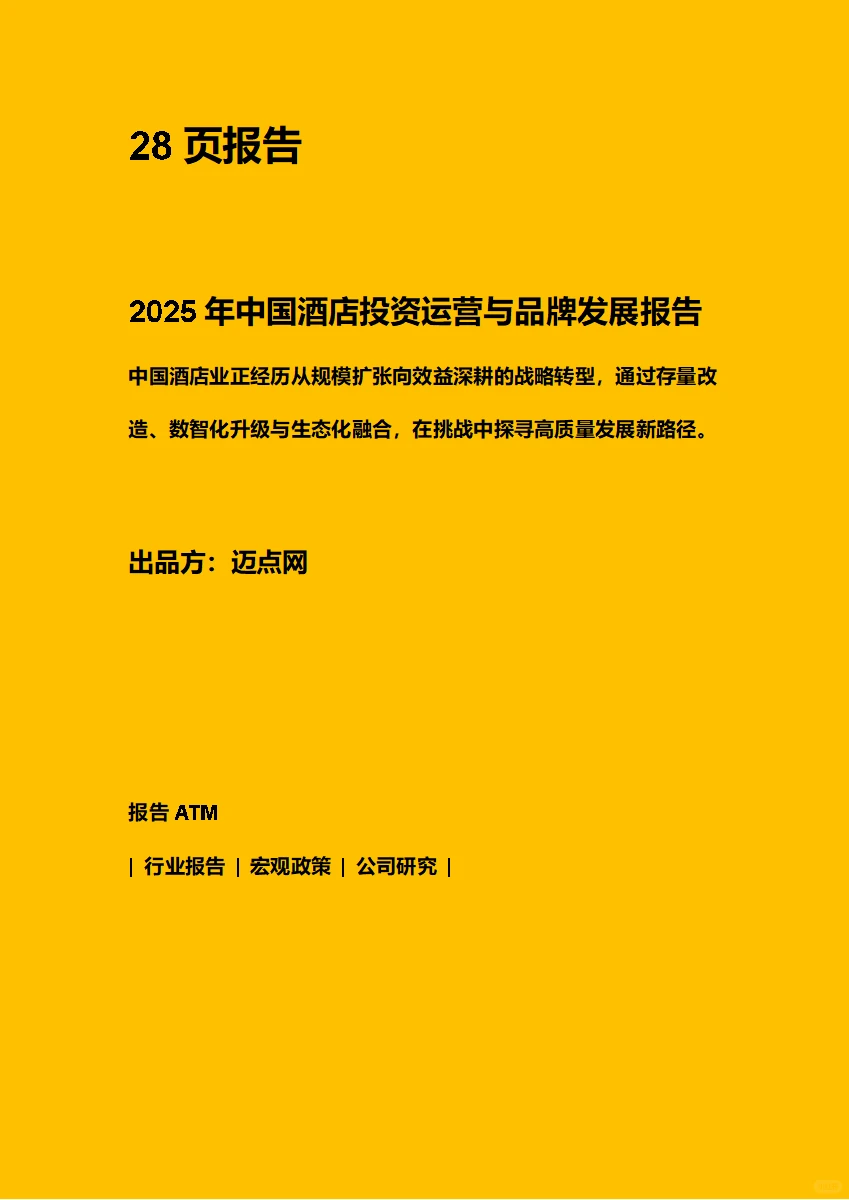 2025年中国酒店投资运营与品牌发展报告