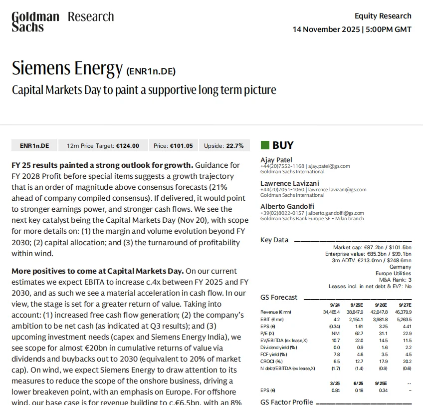 高盛：西门子能源 2030 之前迎来大反转？