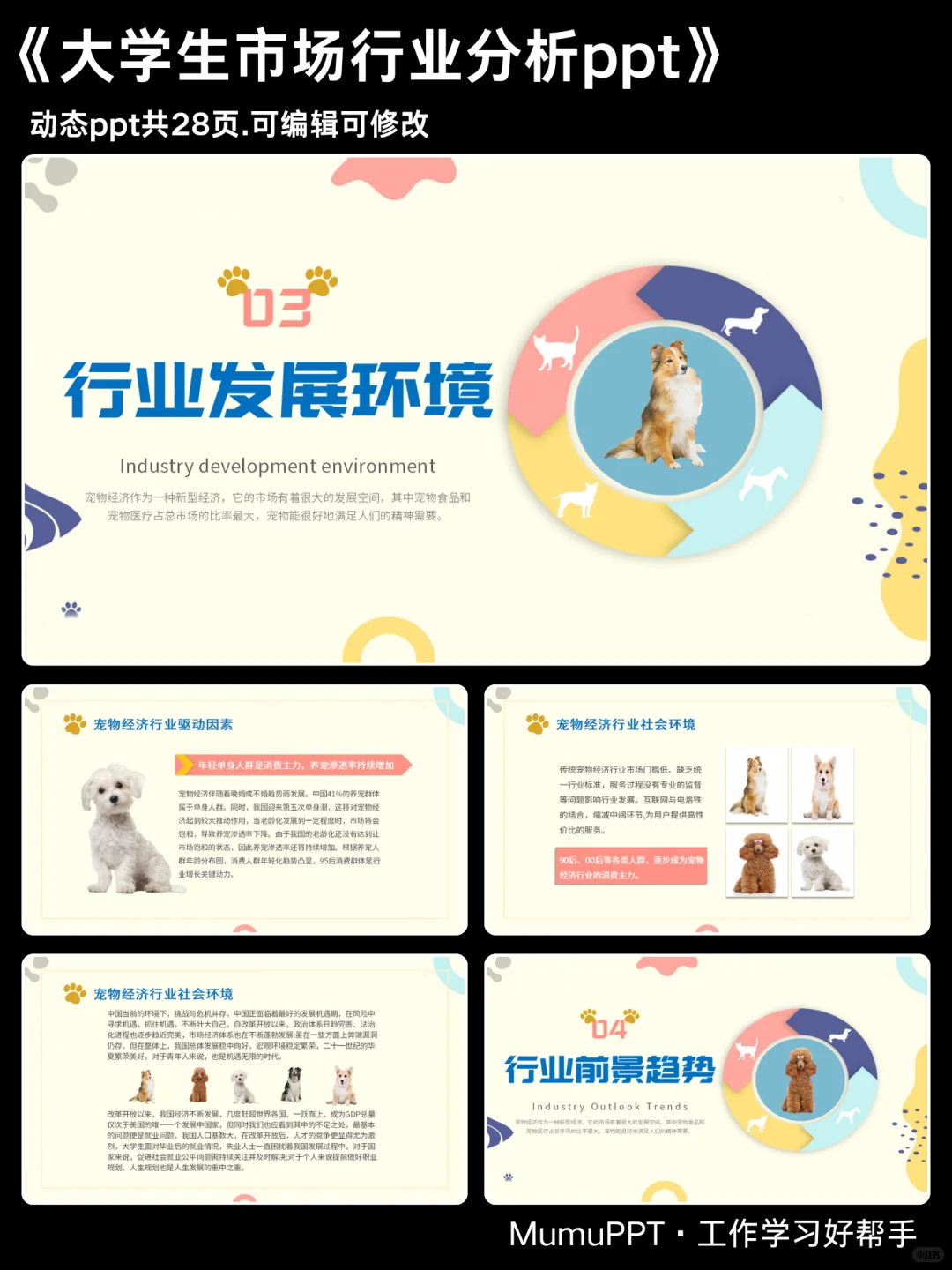 宠物经济行业前景分析报告ppt模板共28页