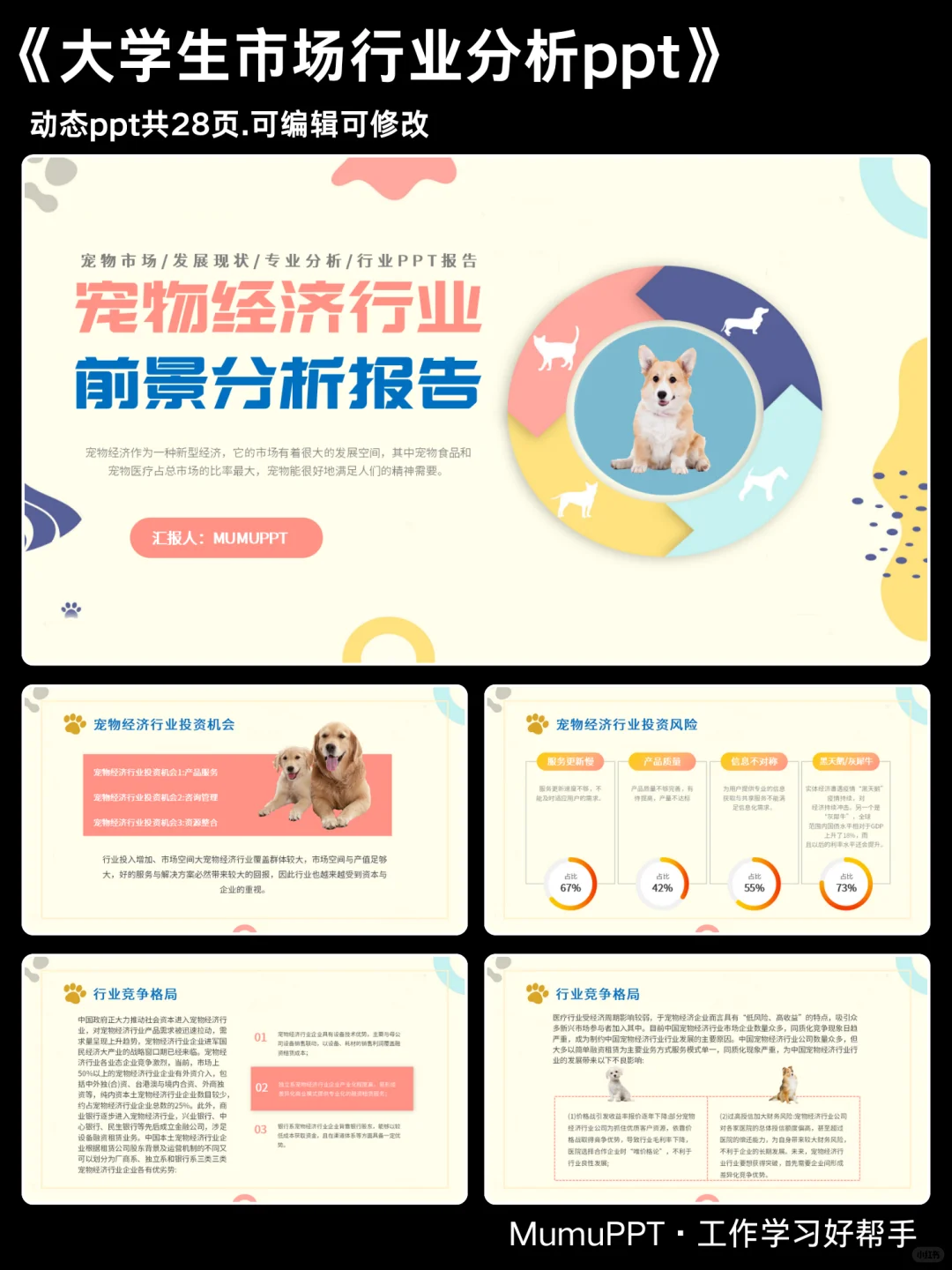 宠物经济行业前景分析报告ppt模板共28页