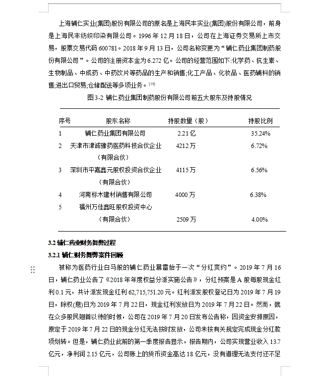 辅仁药业财务舞弊动因及治理对策研究