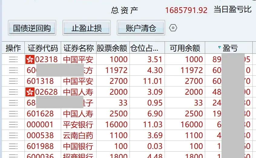 我的持仓情况，只为记录，不做推荐