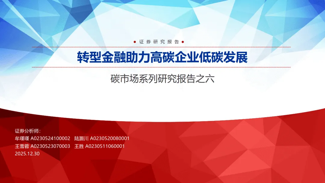 碳市场系列研究报告之六:转型金融助力高碳企业低碳发展-申万宏源证券