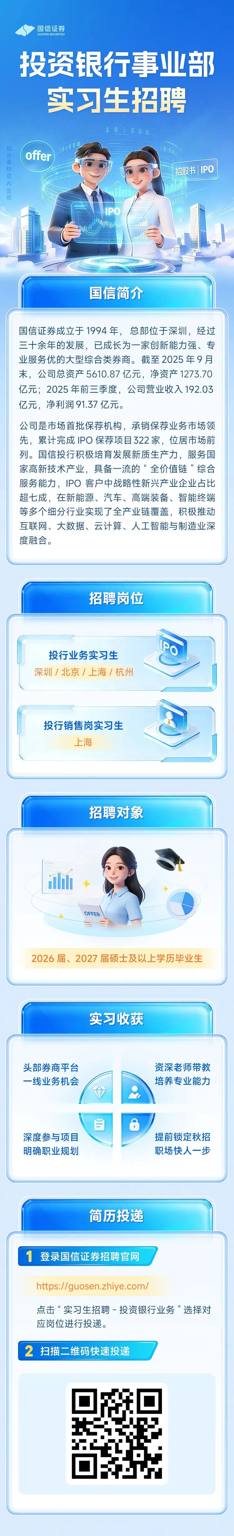 券商实习 | 国信证券投行事业部招聘26/27届实习生