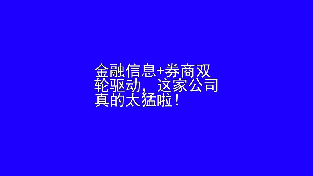 金融信息+券商双轮驱动,这家公司真的太猛