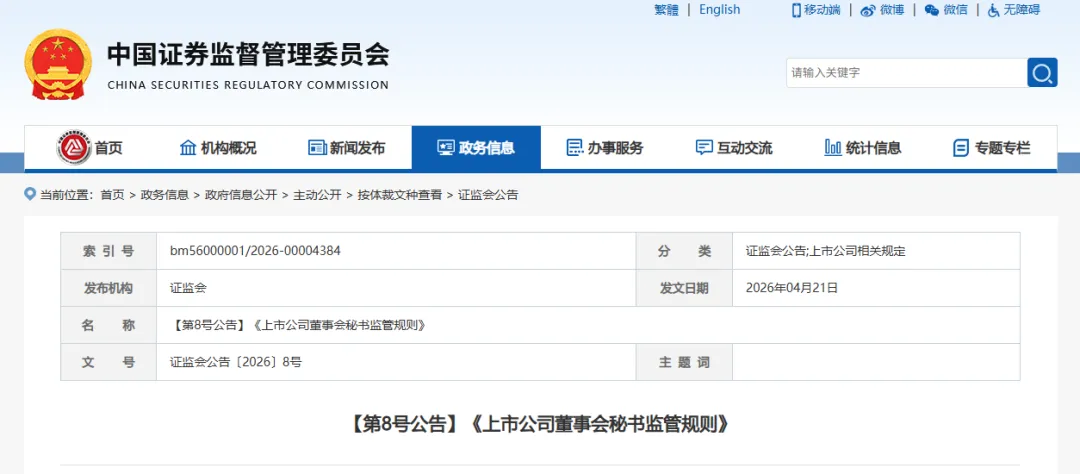 券商、证代、财务经理的机会来了;证监会新规,近千位董秘面临兼任调整