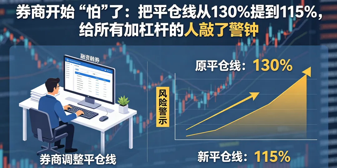 券商开始＂怕＂了:把平仓线从130%提到115%,给所有加杠杆的人敲了警钟