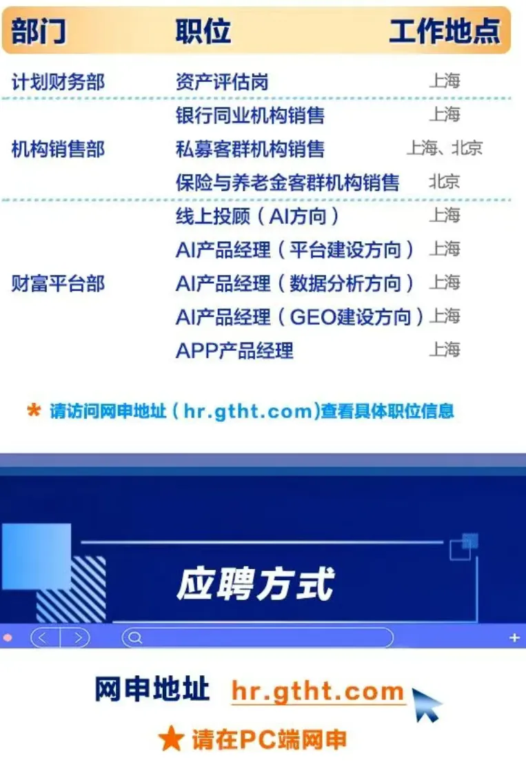 券商、公募、资管等社招-有头部机构、有投研、有开发类岗位