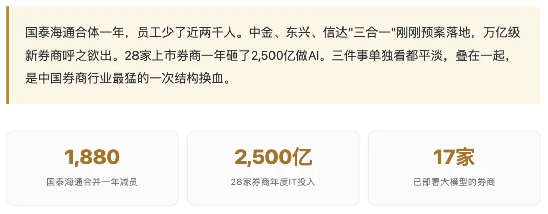 中国券商的＂deepseek moment＂:合并潮叠加AI浪潮,谁的工位先没了