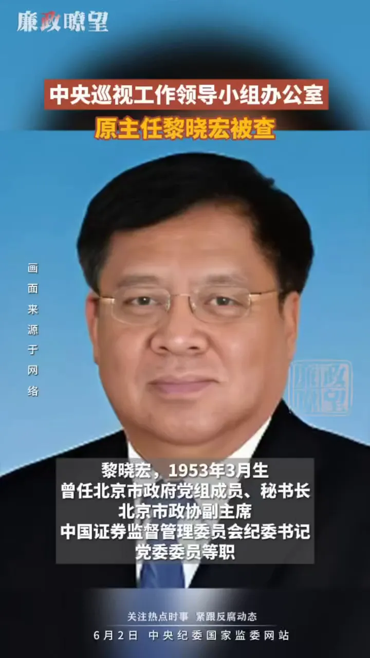 黎晓宏被查:从券商“救火队长”到巡视办“掌门人”