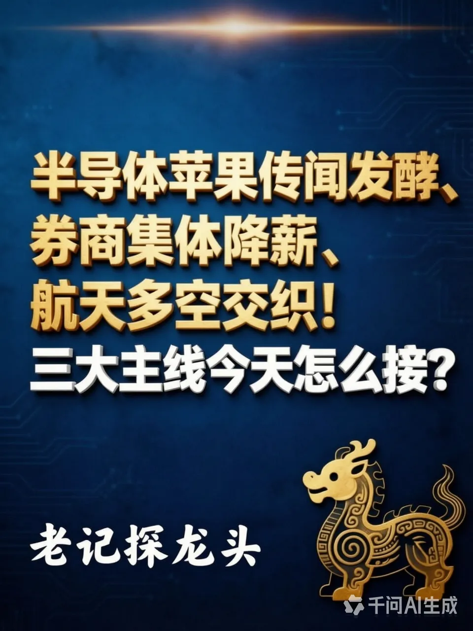 半导体苹果传闻发酵、券商集体降薪、航天多空交织!三大主线今天怎么接?